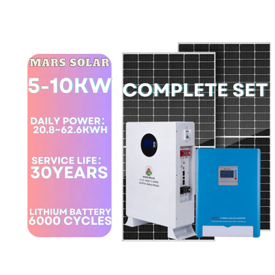 10KW Home Hybrid Power Kit Solar Panels Energy System Storage Battery Inverter MPPT Controller Fotovoltaico Panel Fotovoltaici